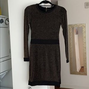 Dor L Dor Black/Gold Long Sleeve Mini Dress